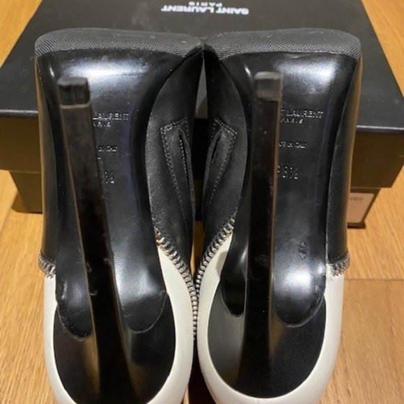 Black and White Saint Laurent Zipper booties - Picture 6 of 12